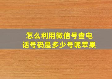 怎么利用微信号查电话号码是多少号呢苹果