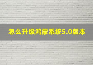 怎么升级鸿蒙系统5.0版本