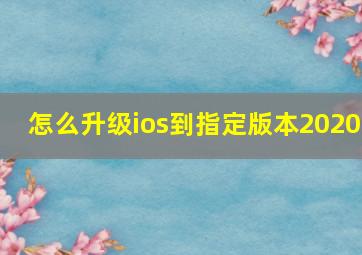 怎么升级ios到指定版本2020