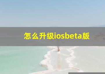 怎么升级iosbeta版