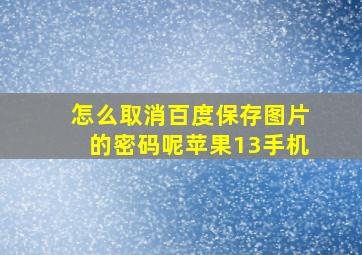 怎么取消百度保存图片的密码呢苹果13手机