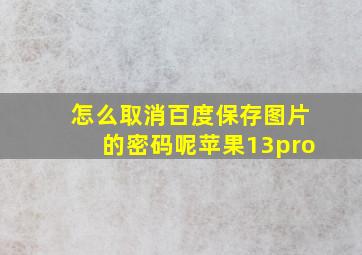 怎么取消百度保存图片的密码呢苹果13pro