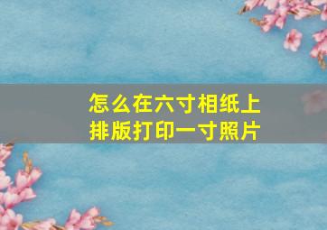 怎么在六寸相纸上排版打印一寸照片