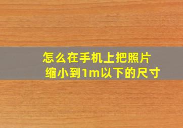 怎么在手机上把照片缩小到1m以下的尺寸