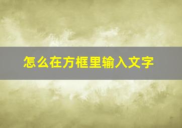 怎么在方框里输入文字