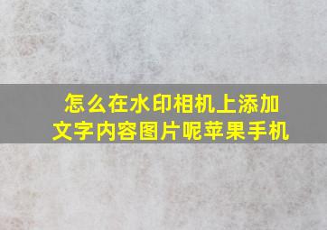 怎么在水印相机上添加文字内容图片呢苹果手机