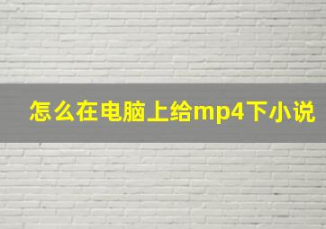 怎么在电脑上给mp4下小说