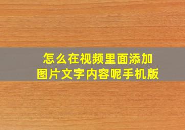 怎么在视频里面添加图片文字内容呢手机版