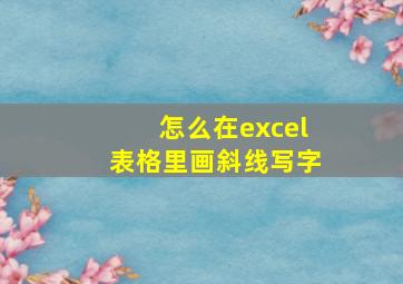 怎么在excel表格里画斜线写字