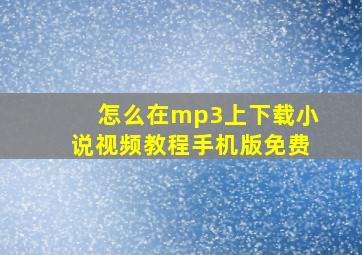 怎么在mp3上下载小说视频教程手机版免费