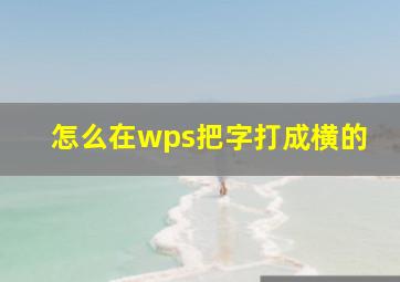 怎么在wps把字打成横的