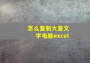 怎么复制大量文字电脑excel