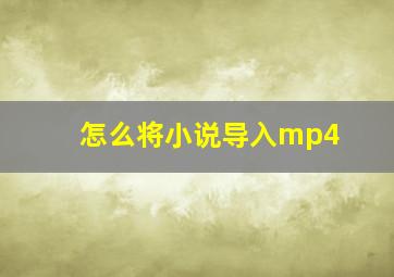 怎么将小说导入mp4