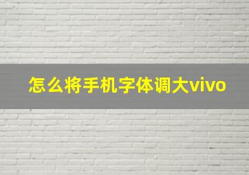 怎么将手机字体调大vivo