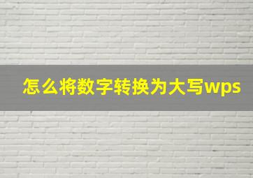 怎么将数字转换为大写wps