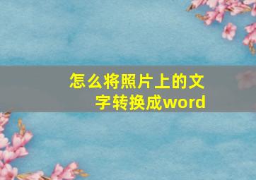 怎么将照片上的文字转换成word