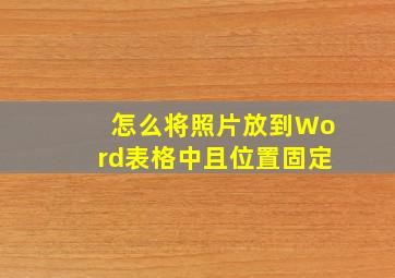 怎么将照片放到Word表格中且位置固定