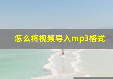 怎么将视频导入mp3格式