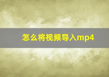 怎么将视频导入mp4