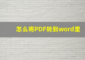 怎么将PDF转到word里