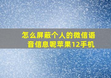 怎么屏蔽个人的微信语音信息呢苹果12手机