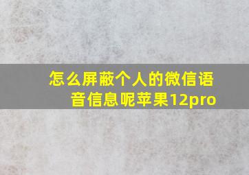 怎么屏蔽个人的微信语音信息呢苹果12pro