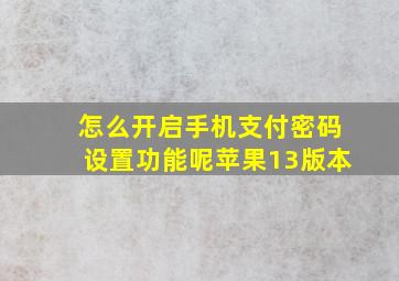 怎么开启手机支付密码设置功能呢苹果13版本