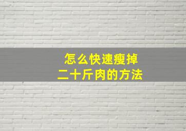 怎么快速瘦掉二十斤肉的方法