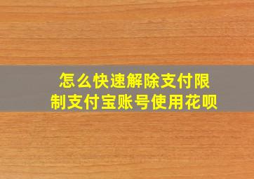 怎么快速解除支付限制支付宝账号使用花呗