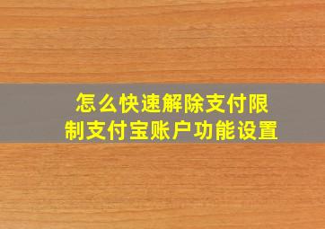 怎么快速解除支付限制支付宝账户功能设置