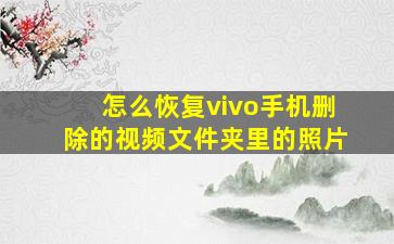 怎么恢复vivo手机删除的视频文件夹里的照片