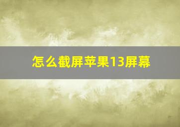 怎么截屏苹果13屏幕