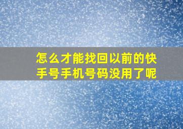 怎么才能找回以前的快手号手机号码没用了呢