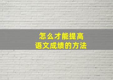 怎么才能提高语文成绩的方法