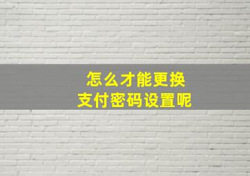 怎么才能更换支付密码设置呢