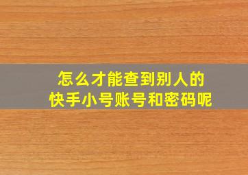 怎么才能查到别人的快手小号账号和密码呢