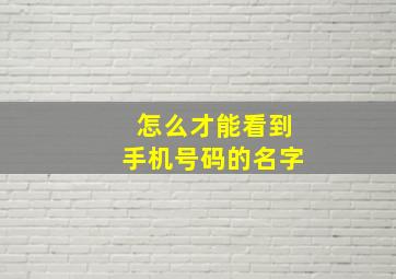 怎么才能看到手机号码的名字