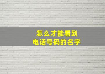 怎么才能看到电话号码的名字