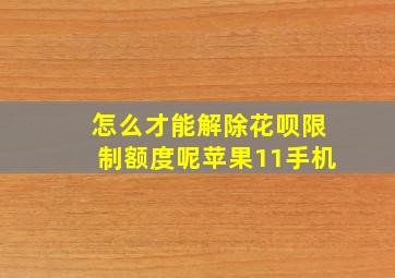 怎么才能解除花呗限制额度呢苹果11手机