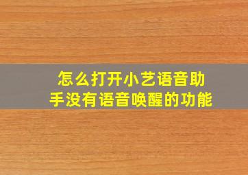 怎么打开小艺语音助手没有语音唤醒的功能