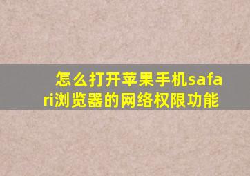 怎么打开苹果手机safari浏览器的网络权限功能