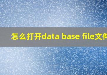 怎么打开data base file文件