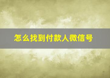 怎么找到付款人微信号