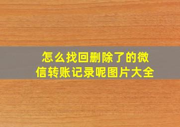 怎么找回删除了的微信转账记录呢图片大全