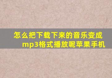 怎么把下载下来的音乐变成mp3格式播放呢苹果手机