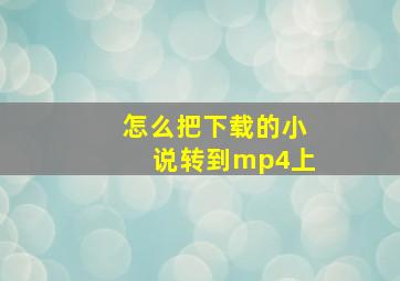 怎么把下载的小说转到mp4上