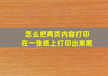 怎么把两页内容打印在一张纸上打印出来呢