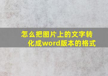 怎么把图片上的文字转化成word版本的格式