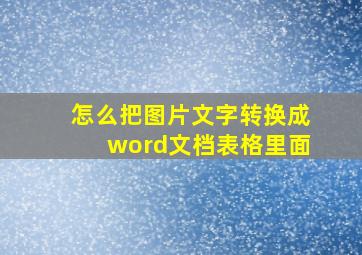 怎么把图片文字转换成word文档表格里面