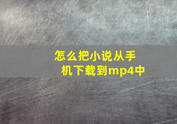 怎么把小说从手机下载到mp4中